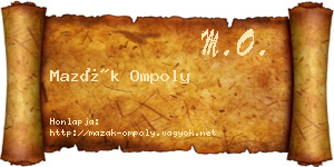 Mazák Ompoly névjegykártya